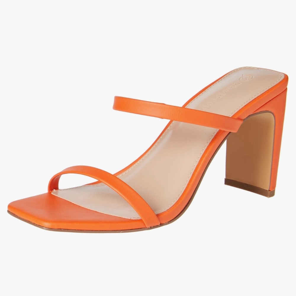 Orange Strappy Heeled Sandals 3 in heel